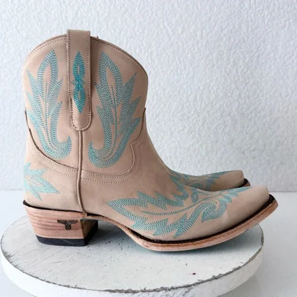 Lane LEXINGTON Womens Cowboy Bootie Sz 9 Sand and Stream Western Cowgirl Boots - Picture 2 of 13